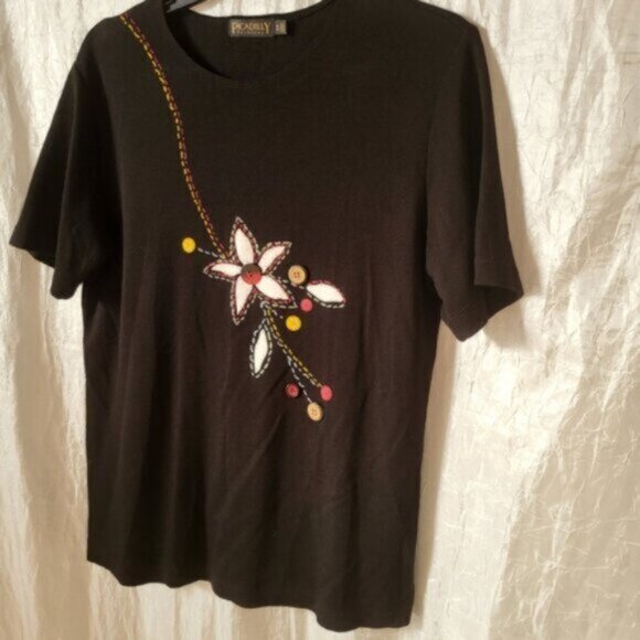 Picadilly Floral  Print Button T Shirt Sz Small - Picture 3 of 9